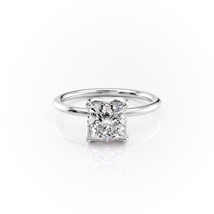 The Luisa Set With A Princess Solitaire Moissanite 1 Carat 18K White#material_18k-white