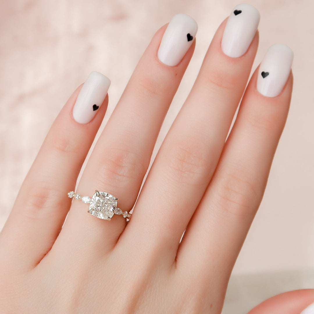 The Lyra Cushion Lab Diamond Moissanite Engagement Ring