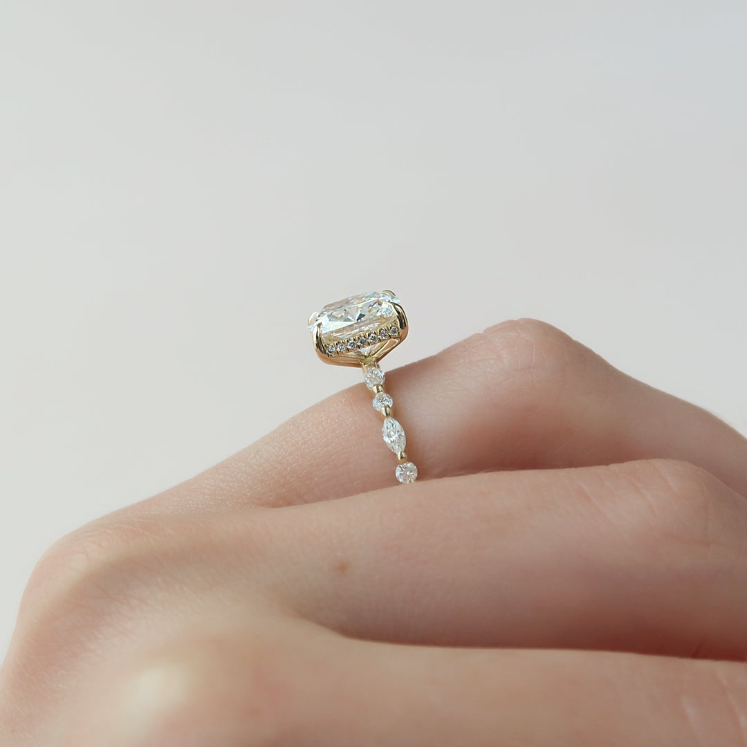 The Lyra Cushion Lab Diamond Moissanite Engagement Ring