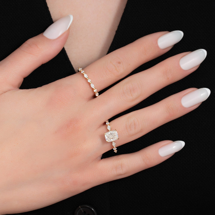 The Lyra Cushion Lab Diamond Moissanite Engagement Ring *Shown with 2 ct #material_gold