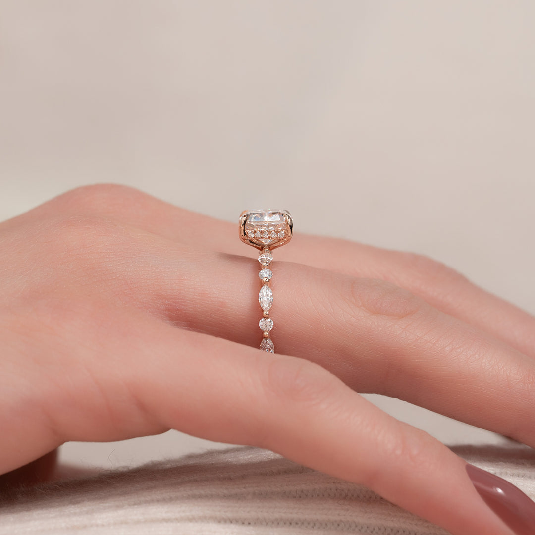 The Lyra Cushion Lab Diamond Moissanite Engagement Ring