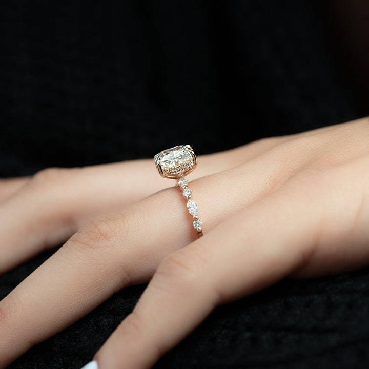 The Lyra Cushion Lab Diamond Moissanite Engagement Ring *Shown with 3 ct #material_rose