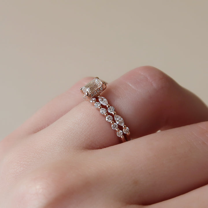 The Lyra Emerald Lab Diamond Moissanite Engagement Ring *Shown with 0.5 ct #material_rose