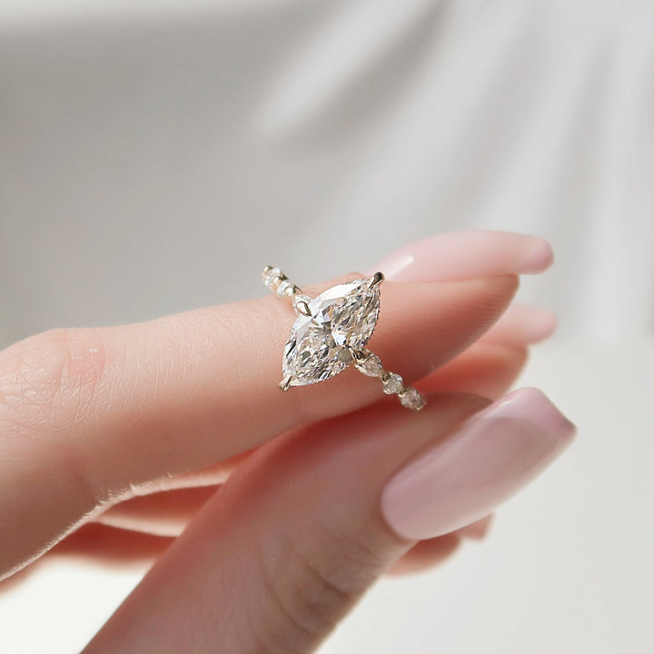 The Lyra Marquise Lab Diamond Moissanite Engagement Ring *Shown with 1.5 ct #material_gold