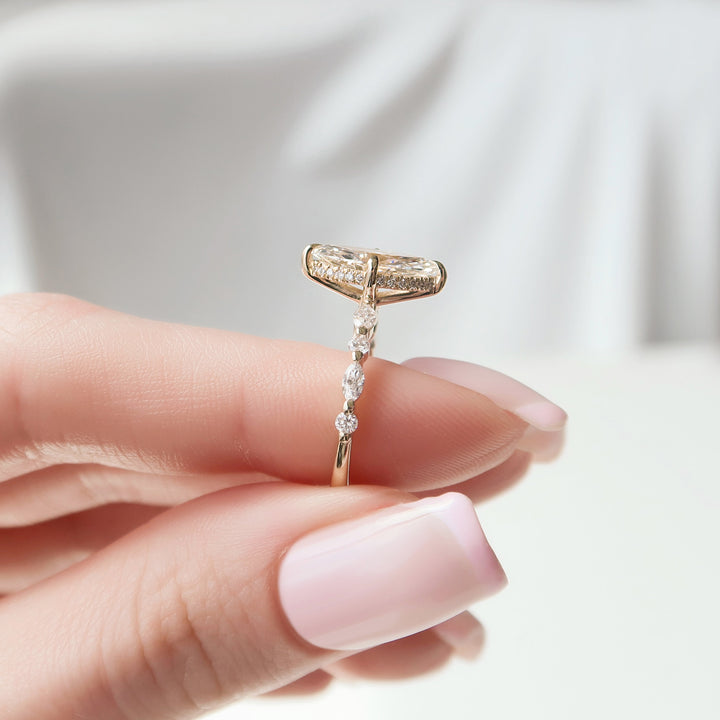 The Lyra Marquise Lab Diamond Moissanite Engagement Ring *Shown with 1.5 ct #material_gold