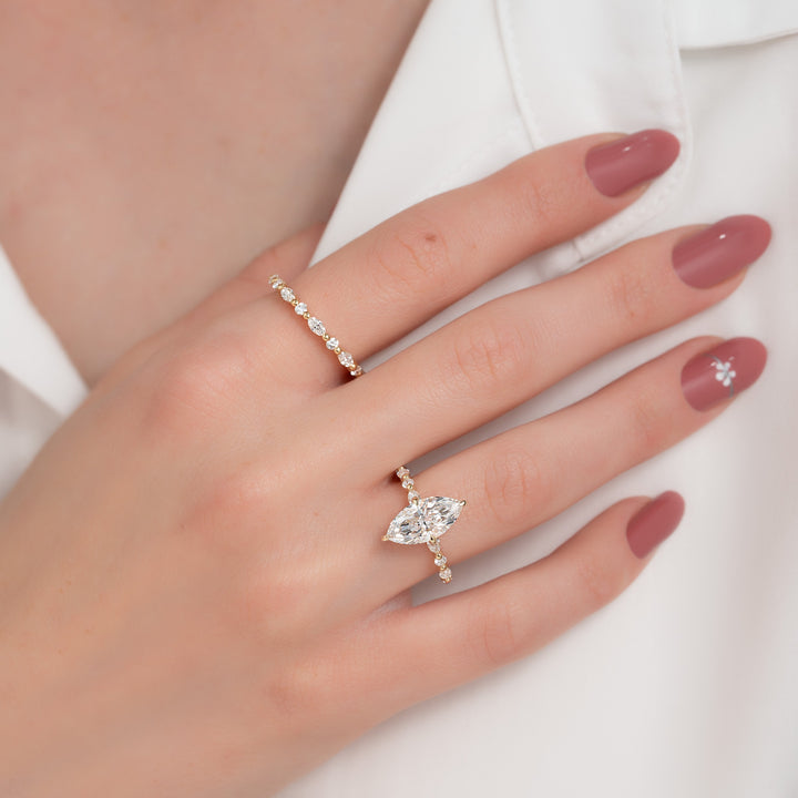 The Lyra Marquise Lab Diamond Moissanite Engagement Ring *Shown with 2 ct #material_gold