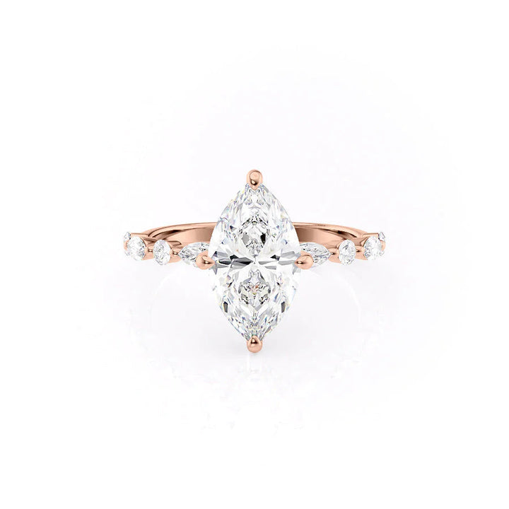 The Lyra Set With Marquise Side Stone Lab Diamond 1 Carat 14K Rose#material_rose