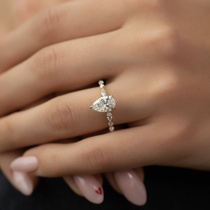 The Lyra Pear Lab Diamond Moissanite Engagement Ring *Shown with 1.5 ct #material_gold
