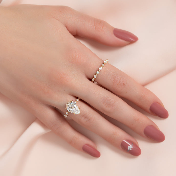 The Lyra Pear Lab Diamond Moissanite Engagement Ring *Shown with 3 ct #material_gold