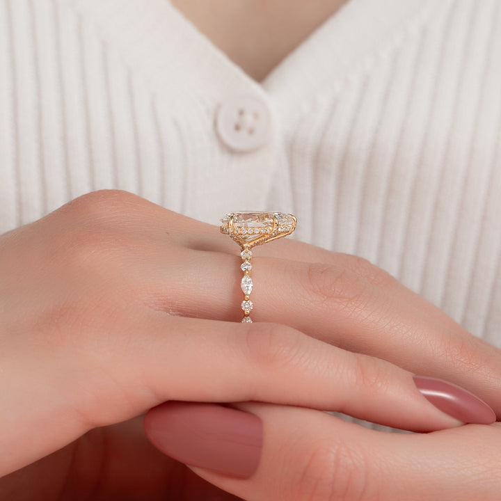 The Lyra Pear Lab Diamond Moissanite Engagement Ring *Shown with 3 ct #material_gold