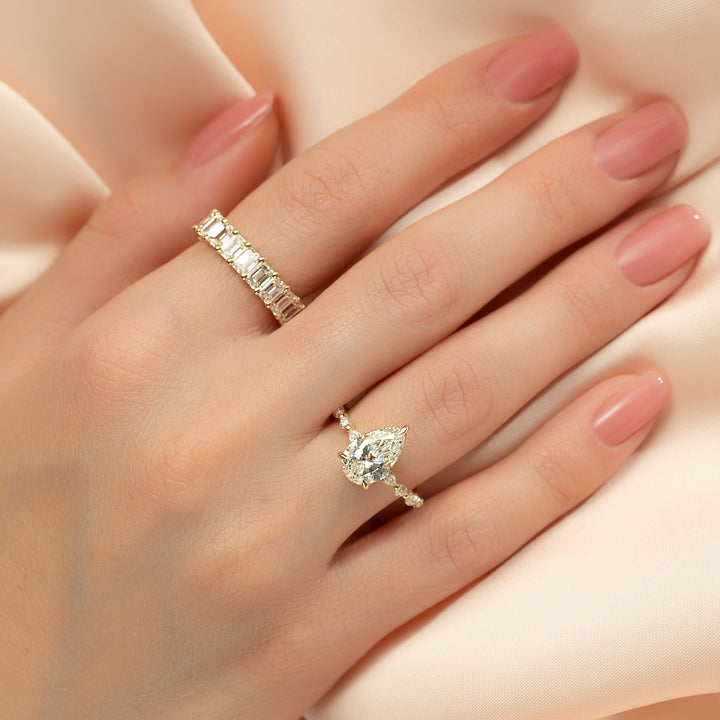 The Lyra Pear Lab Diamond Moissanite Engagement Ring *Shown with 2 ct #material_gold