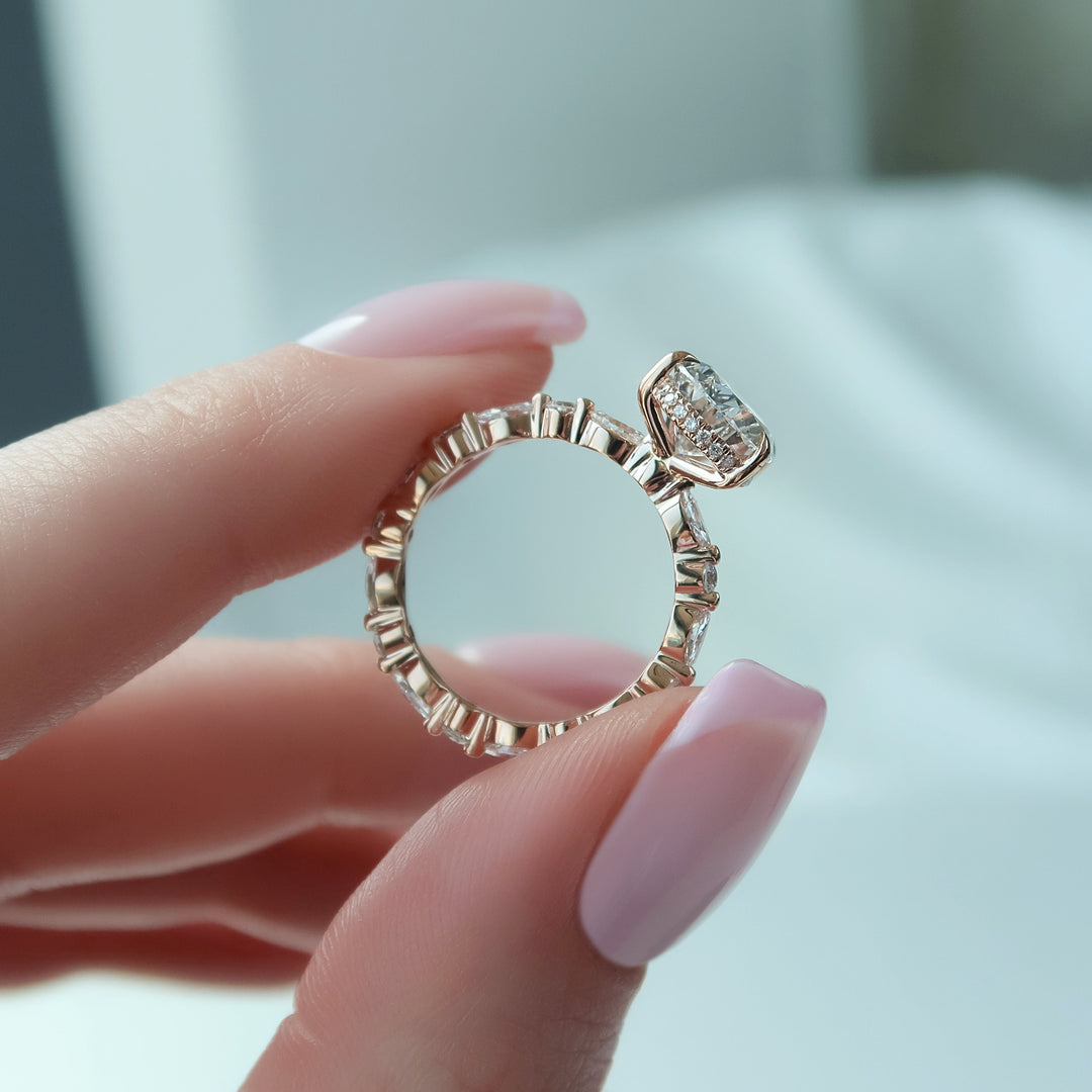 The Lyra Pear Lab Diamond Moissanite Engagement Ring