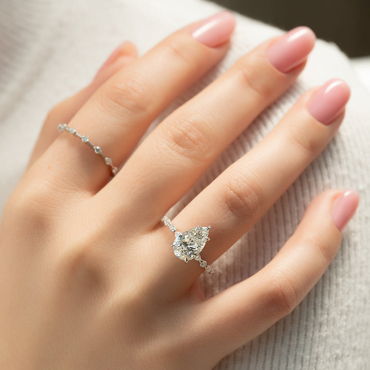 The Lyra Pear Lab Diamond Moissanite Engagement Ring *Shown with 2.5 ct #material_white