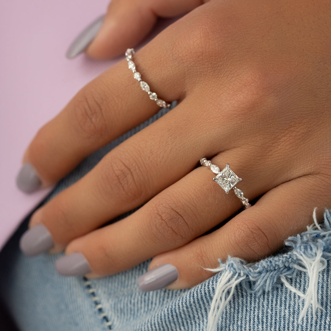 The Lyra Princess Lab Diamond Moissanite Engagement Ring