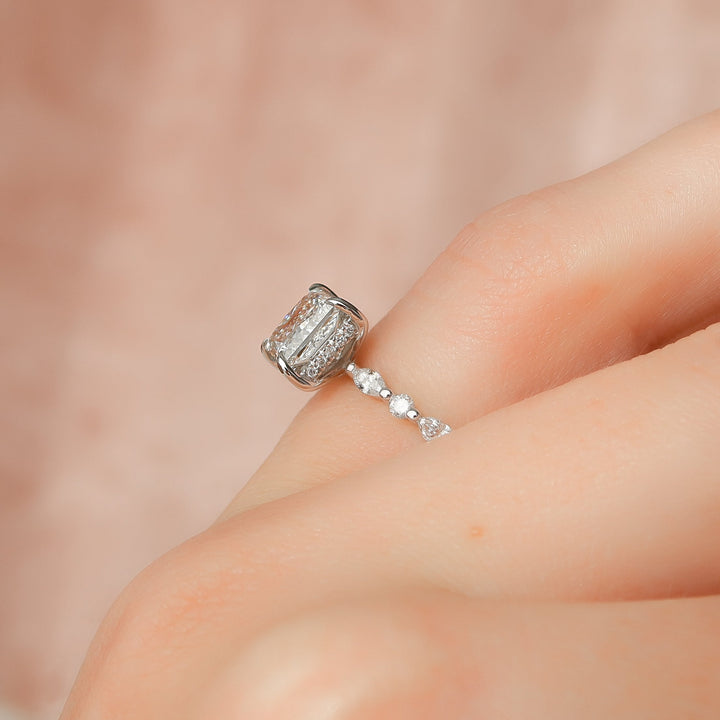 The Lyra Princess Lab Diamond Moissanite Engagement Ring *Shown with 2 ct #material_white