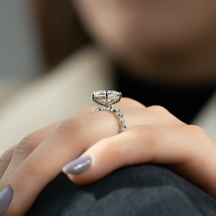 The Lyra Princess Lab Diamond Moissanite Engagement Ring *Shown with 2.5 ct #material_white