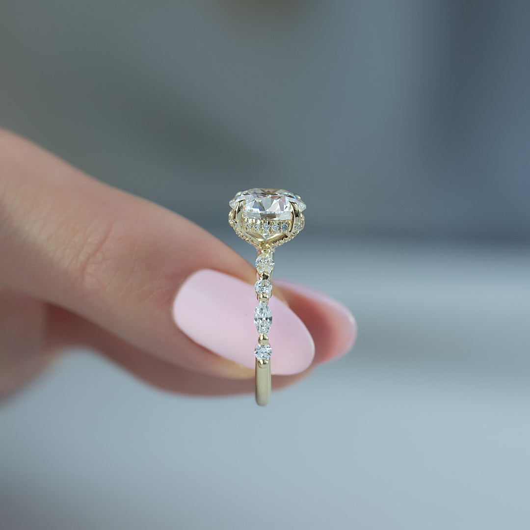 The Lyra Round Lab Diamond Moissanite Engagement Ring