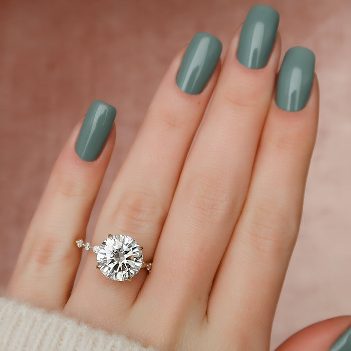 The Lyra Round Lab Diamond Moissanite Engagement Ring *Shown with 5 ct #material_gold