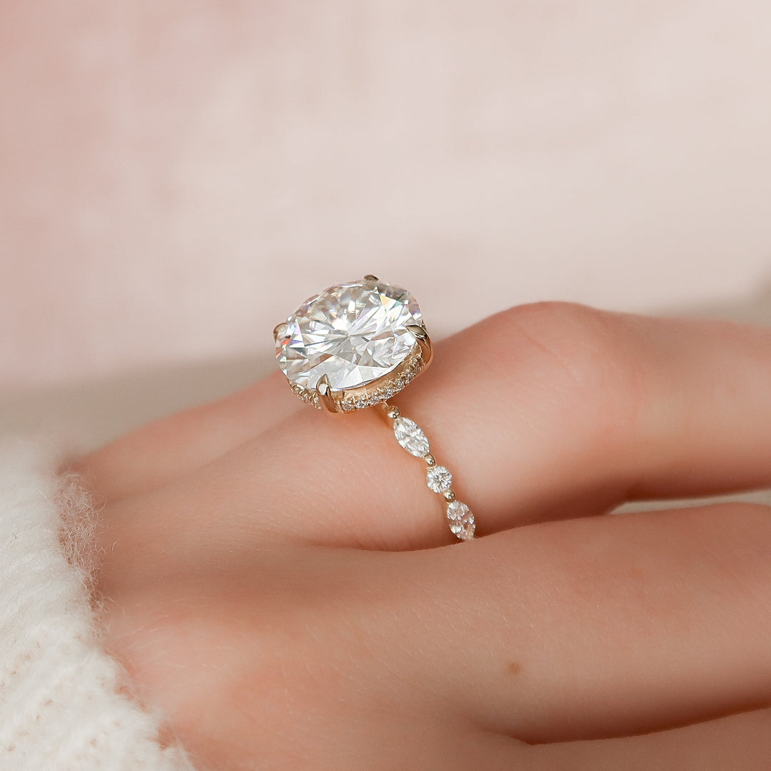 The Lyra Round Lab Diamond Moissanite Engagement Ring