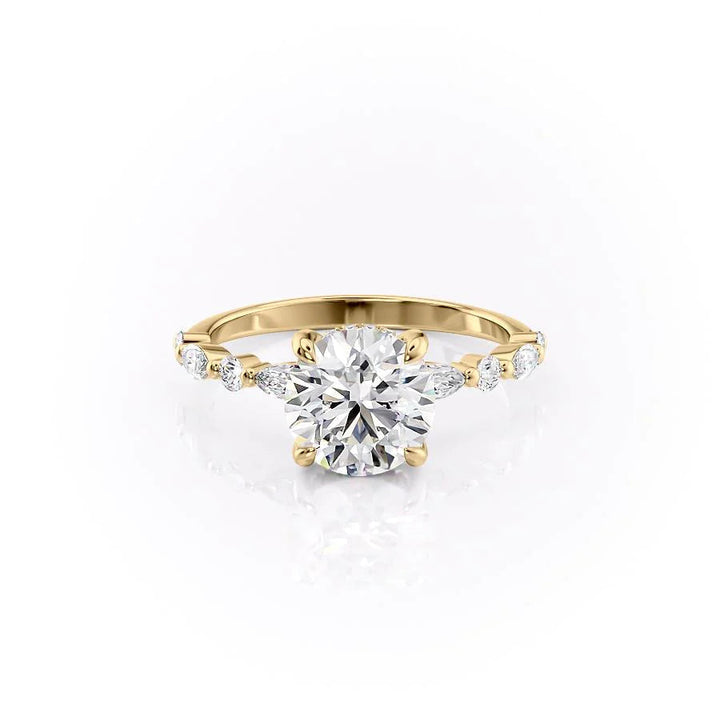 The Lyra Set With Round Side Stone Lab Diamond 1 Carat 14K Gold#material_gold