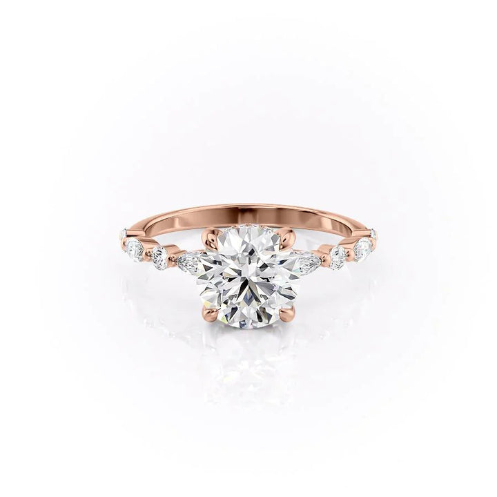 The Lyra Set With Round Side Stone Lab Diamond 1 Carat 14K Rose#material_rose