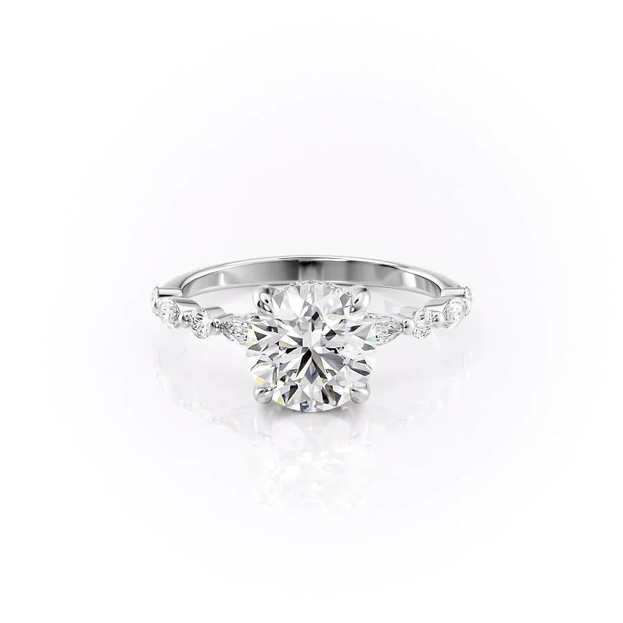 The Lyra Set With Round Side Stone Lab Diamond 1 Carat 14K White#material_white