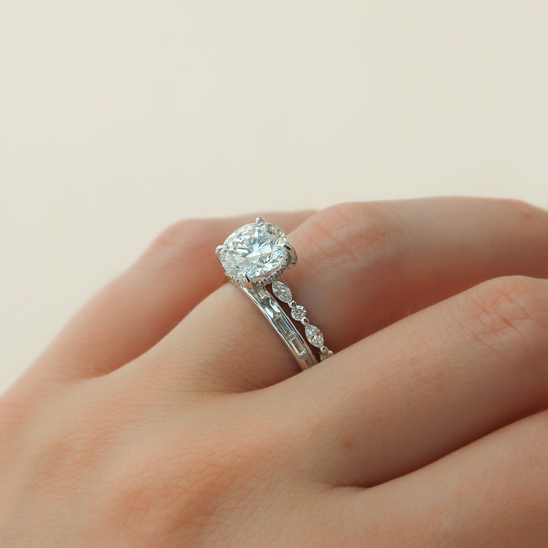 The Lyra Round Lab Diamond Moissanite Engagement Ring