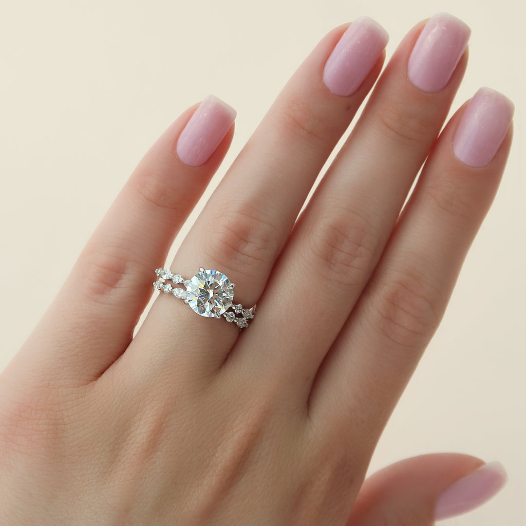 The Lyra Round Lab Diamond Moissanite Engagement Ring