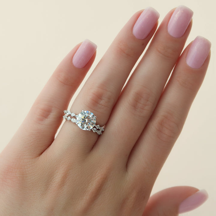 The Lyra Round Lab Diamond Moissanite Engagement Ring *Shown with 3 ct #material_white