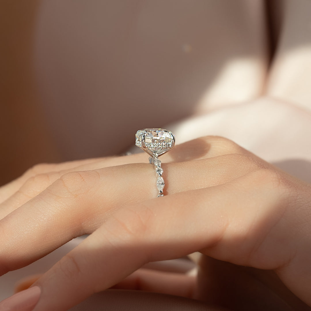 The Lyra Round Lab Diamond Moissanite Engagement Ring