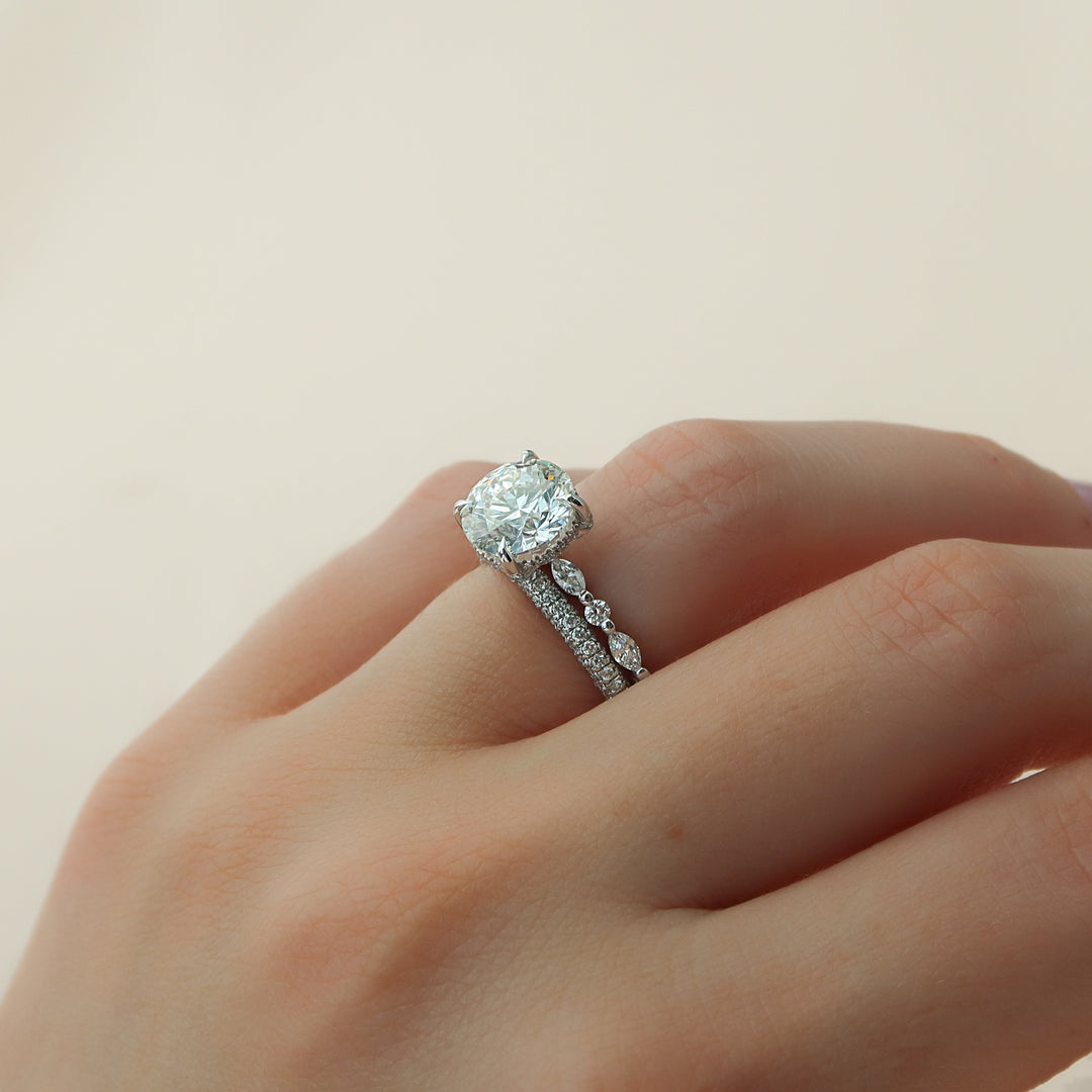 The Lyra Round Lab Diamond Moissanite Engagement Ring
