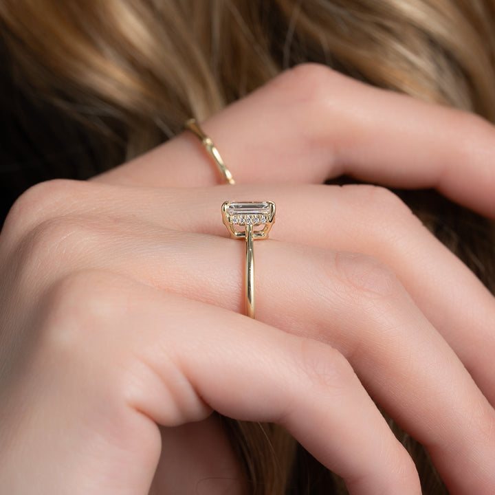 The Mabel Emerald Lab Diamond Moissanite Engagement Ring *Shown with 1.5 ct #material_gold