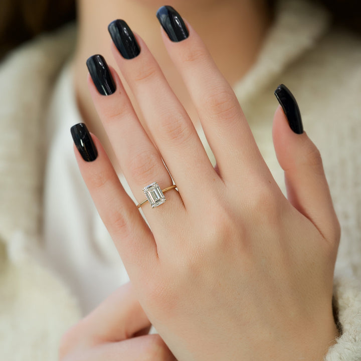 The Mabel Emerald Lab Diamond Moissanite Engagement Ring *Shown with 3 ct #material_gold