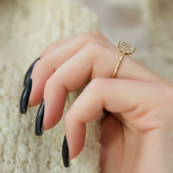 The Mabel Emerald Lab Diamond Moissanite Engagement Ring *Shown with 3 ct #material_gold