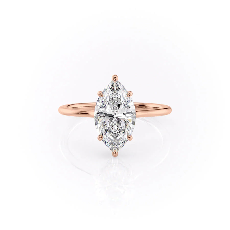 The Mabel Set With Marquise Solitaire Lab Diamond 1 Carat 14K Rose#material_rose
