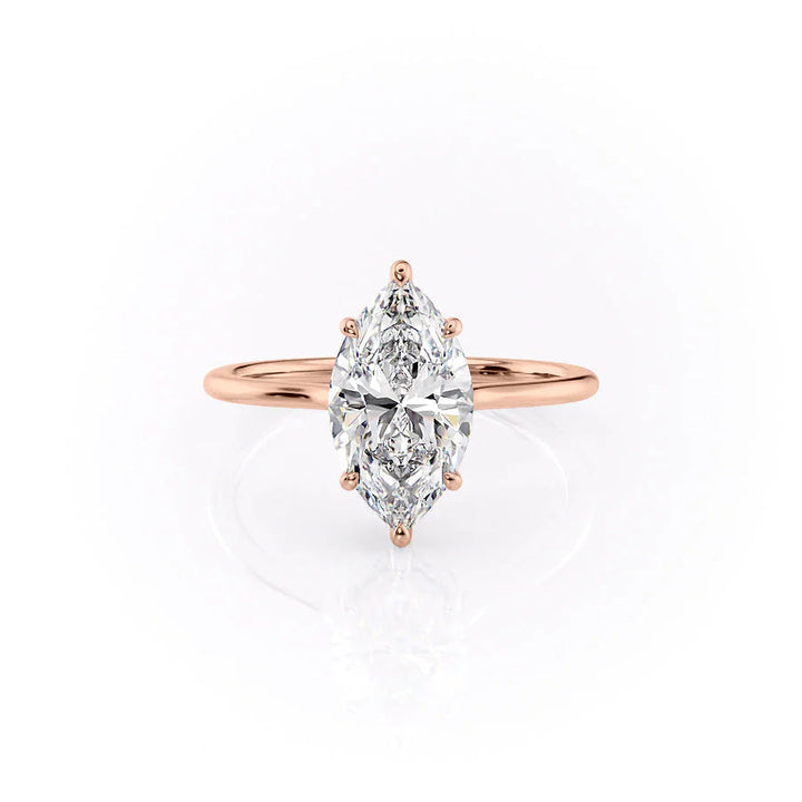 The Mabel Set With Marquise Solitaire Lab Diamond 1 Carat 14K Rose#material_rose