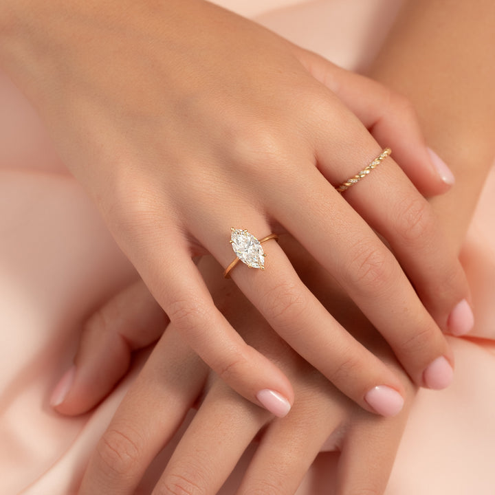 The Mabel Marquise Lab Diamond Moissanite Engagement Ring *Shown with 2.5 ct #material_gold