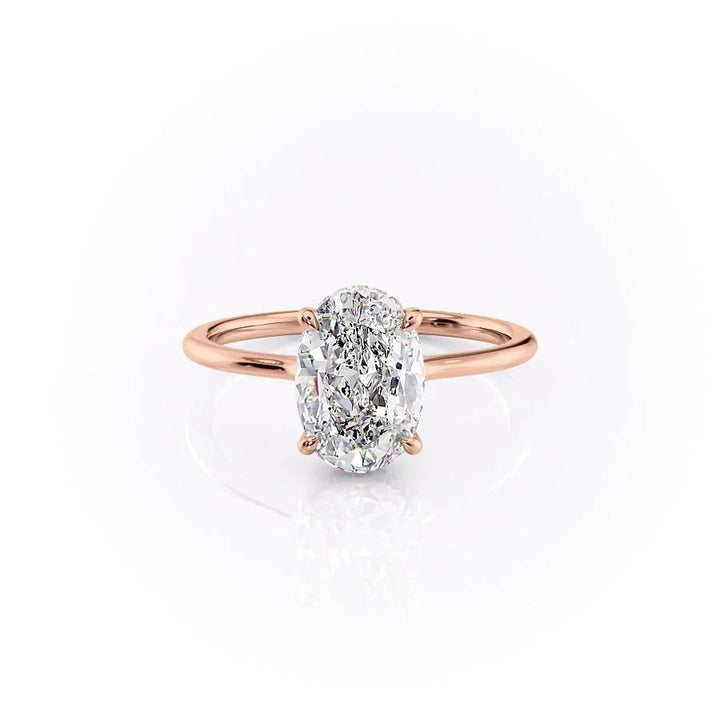 The Mabel Set With Oval Solitaire Lab Diamond 1 Carat 14K Rose#material_rose