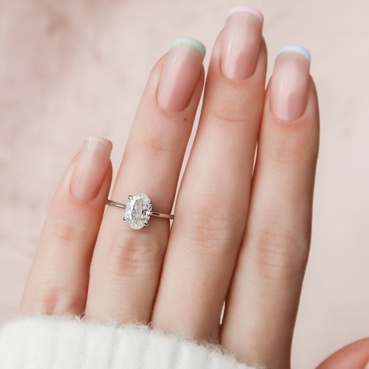 The Mabel Oval Lab Diamond Moissanite Engagement Ring *Shown with 1.5 ct #material_white