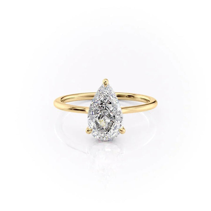 The Mabel Set With Pear Solitaire Lab Diamond 1 Carat 14K Gold#material_gold