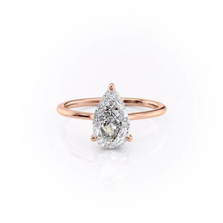 The Mabel Set With Pear Solitaire Lab Diamond 1 Carat 14K Rose#material_rose