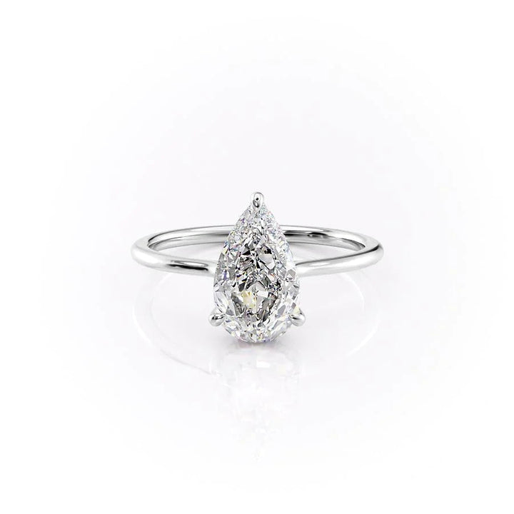The Mabel Set With Pear Solitaire Lab Diamond 1 Carat 14K White#material_white