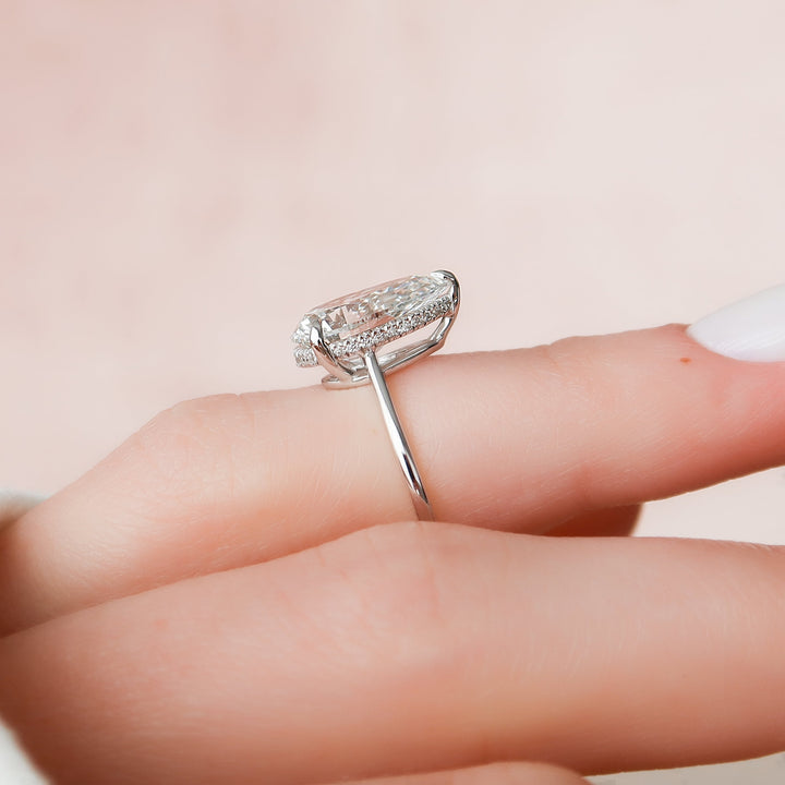 The Mabel Pear Lab Diamond Moissanite Engagement Ring *Shown with 3 ct #material_white