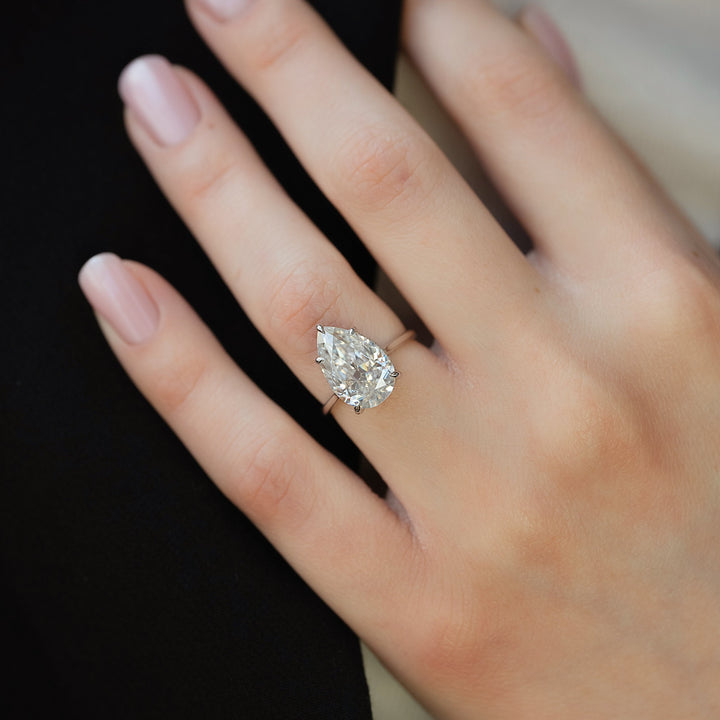 The Mabel Pear Lab Diamond Moissanite Engagement Ring *Shown with 5 ct #material_white
