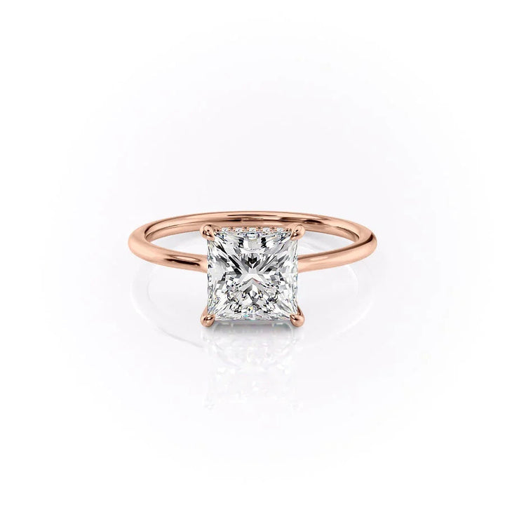 The Mabel Set With Princess Solitaire Lab Diamond 1 Carat 14K Rose#material_rose