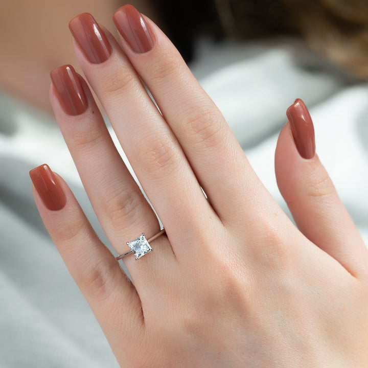 The Mabel Princess Lab Diamond Moissanite Engagement Ring *Shown with 1.5 ct #material_white