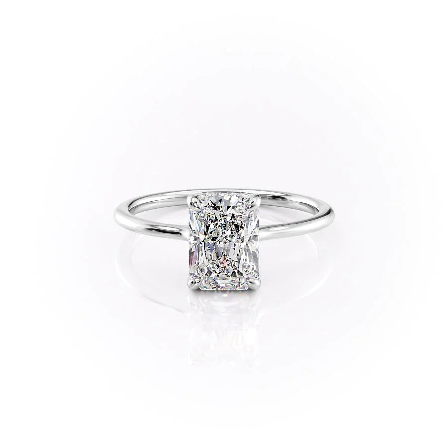 The Mabel Set With Radiant Solitaire Lab Diamond 1 Carat 14K White#material_white