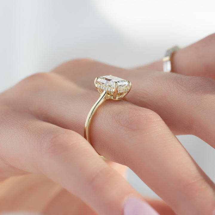 The Mabel Radiant Lab Diamond Moissanite Engagement Ring *Shown with 2 ct #material_gold