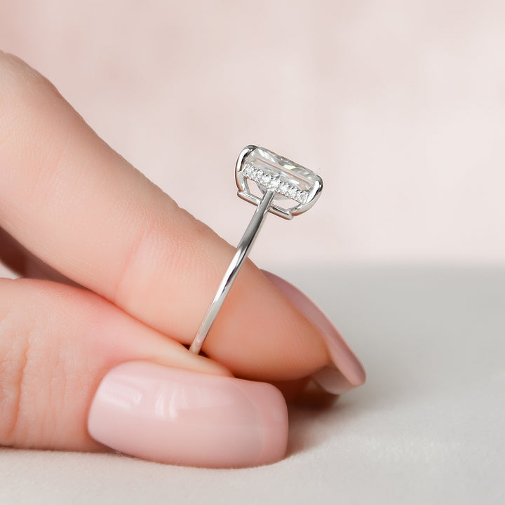 The Mabel Radiant Lab Diamond Moissanite Engagement Ring *Shown with 3 ct #material_white