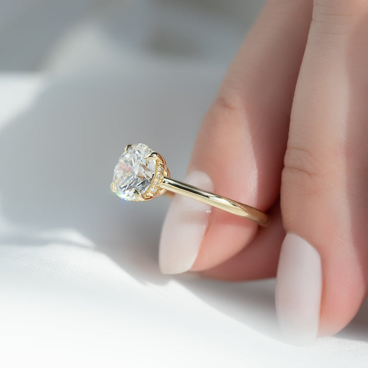 The Mabel Round Lab Diamond Moissanite Engagement Ring *Shown with 2 ct #material_gold